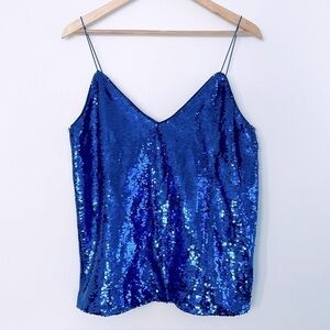 [ASOS] Royal Blue Sequin Cami Stretch Spaghetti Strap Fully Lined Tall Top